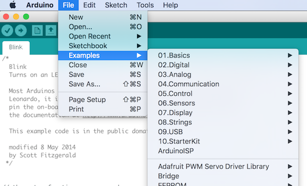 Arduino IDE with Examples